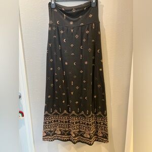Bohemian Black and Tan Maxi Skirt